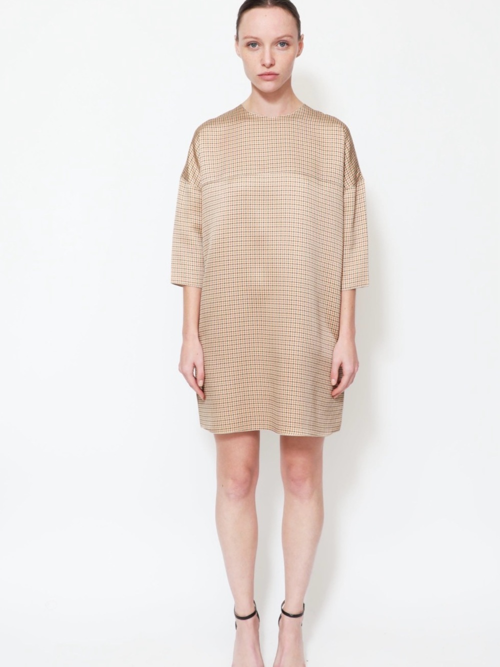 Céline Houndstooth Silk Shift Dress